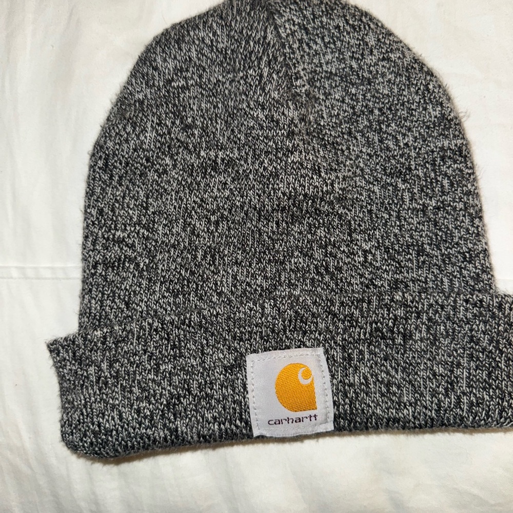 Carhartt Gray and Yellow Knit Winter Beanie
